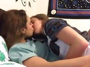 Blonde Teen With an increment of Brunette Play Dirty Lesbian Games